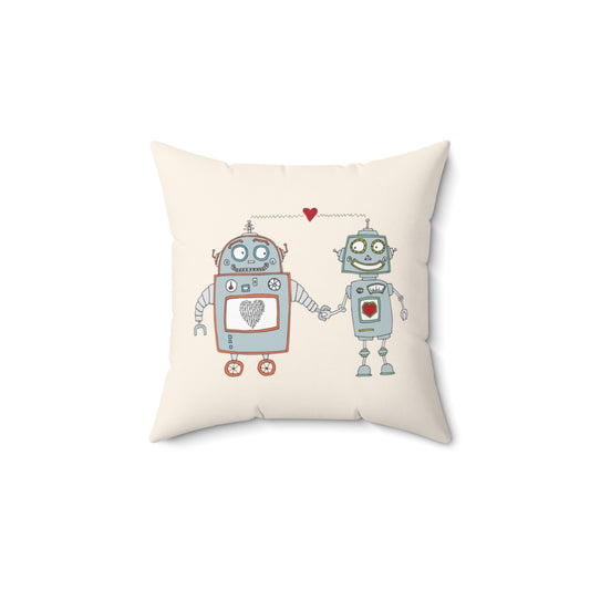 Robots in Love | Cute & Nerdy Throw Pillow | 4 sizes