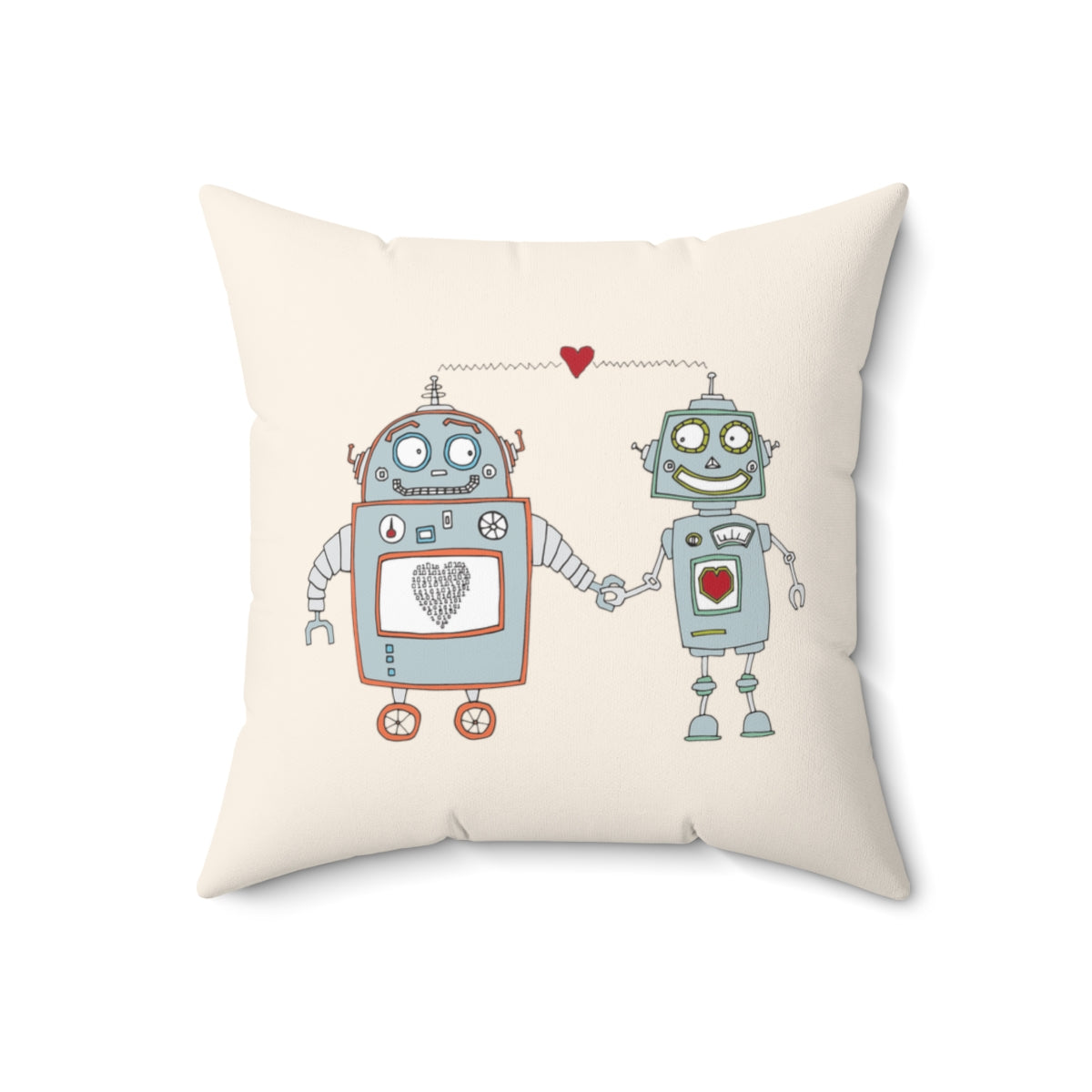 Robots in Love | Cute & Nerdy Throw Pillow | 4 sizes