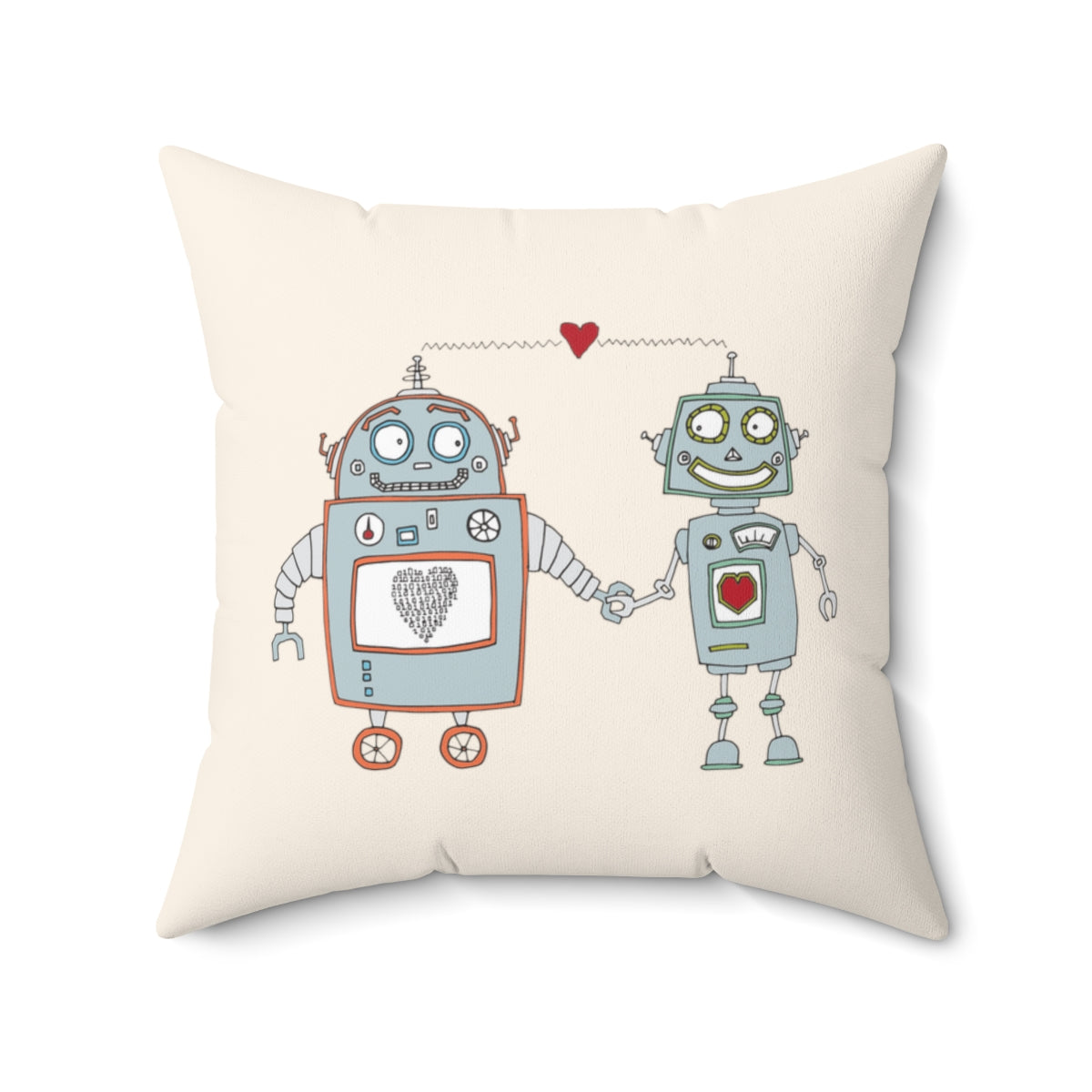 Robots in Love | Cute & Nerdy Throw Pillow | 4 sizes