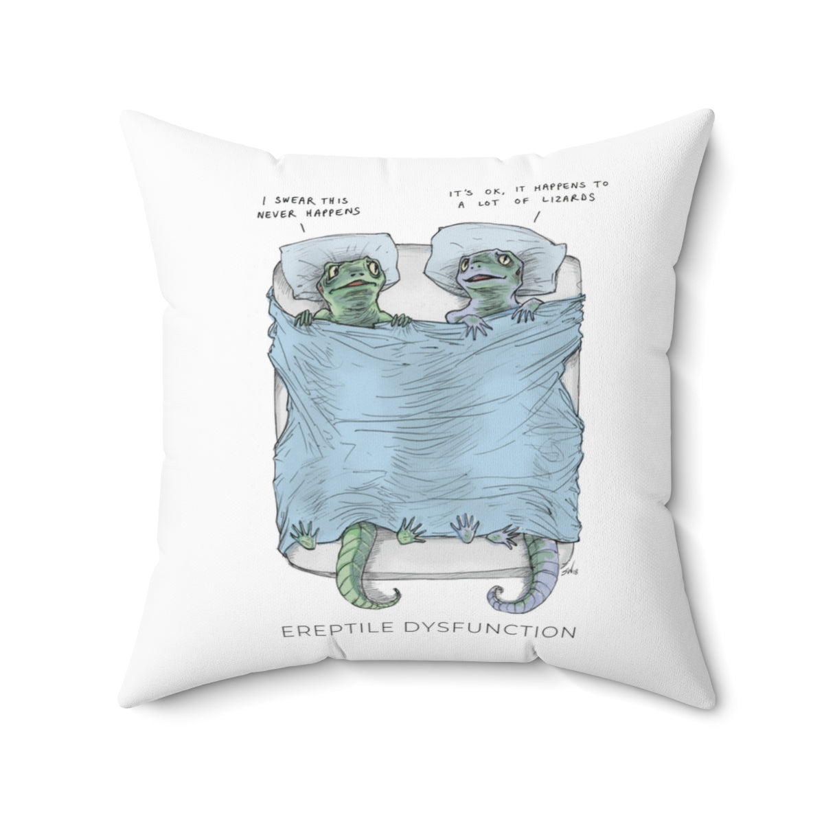 Ereptile Dysfunction | Lizards in Bed | Snarky Throw Pillow | 4 sizes